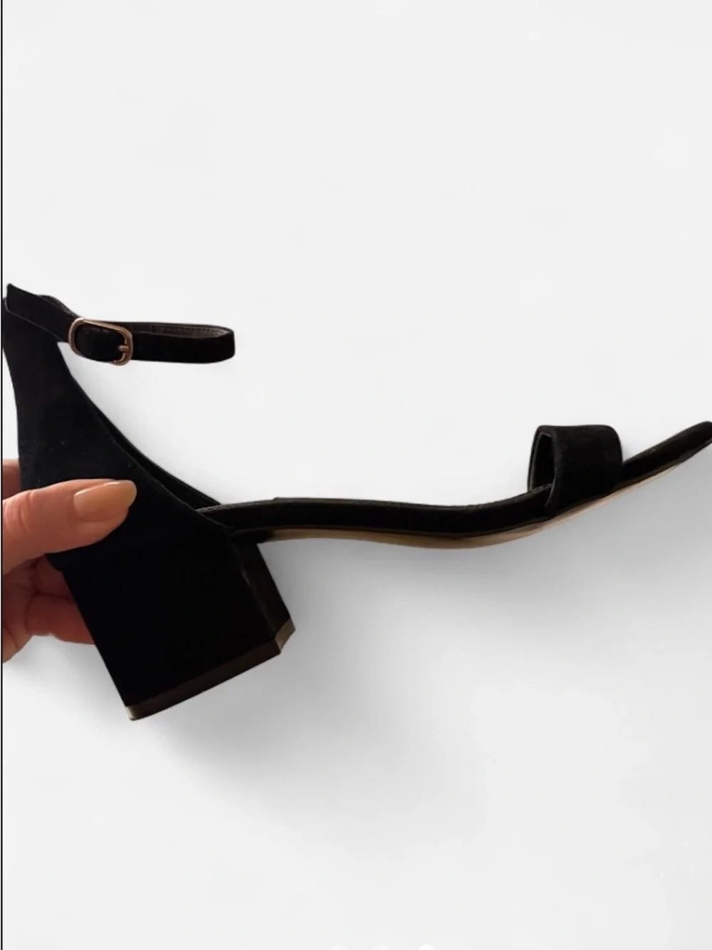 Steve Madden Black Suede Ankle Strap Block Heels
